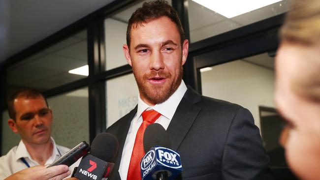 GWS ruckman Shane Mumford had his strike downgraded at the tribunal. Picture: Michael Dodge/Getty Images. 