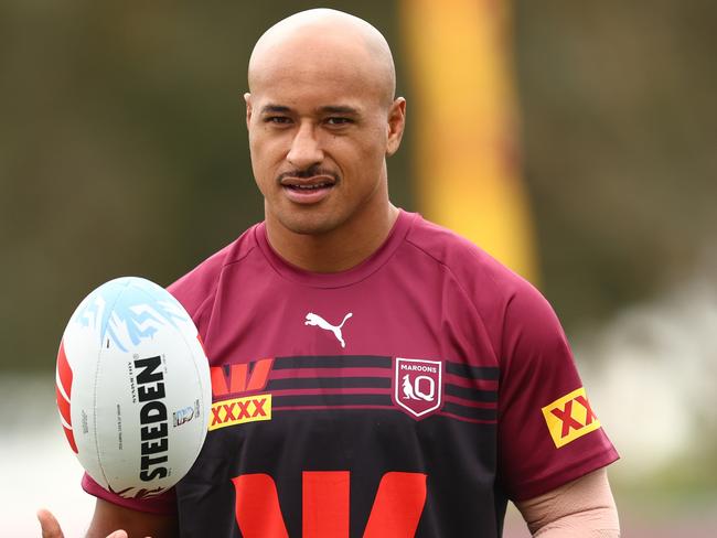 GOLD COAST, AUSTRALIA - JUNE 01: Felise Kaufusi during a Queensland Maroons State of Origin Training Session at Sanctuary Cove on June 01, 2024 in Gold Coast, Australia. (Photo by Chris Hyde/Getty Images)