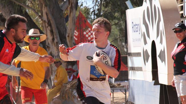 A game of ruby was held for the first time at Henley on Todd in Alice Springs, Saturday, August 17, 2024. Picture: Gera Kazakov