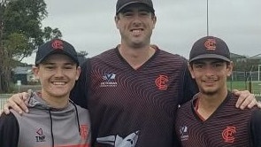 Essendon trio (from left) Connor Poulton, Tom O'Donnell and Farzan Chowna.