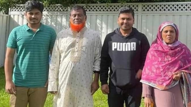 Roni (in green) died in the crash along with relatives Shahid Khan (in white) and Sri Khan (in pink) while Rashed (in black) is in a critical condition. Picture: supplied