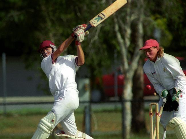 Palm Beach captain Grant Thompson pictured getting bowled in 1998 against Surfers Paradise. Photo: Mike Batterham.