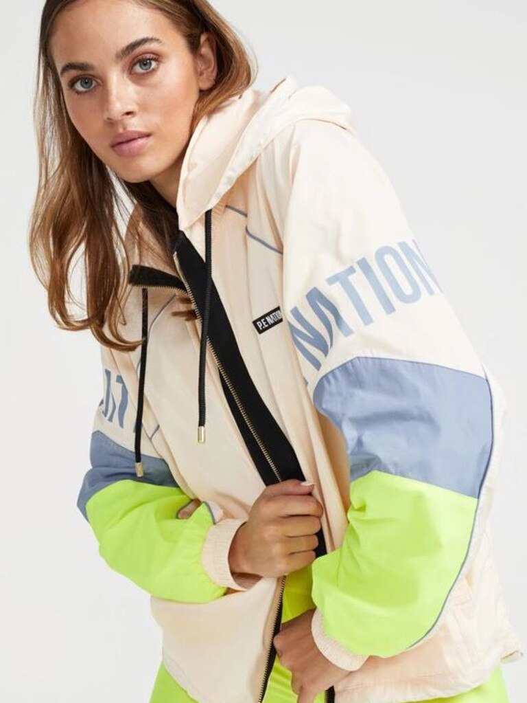 P.E Nation First Position Jacket in Ivory and Yellow.