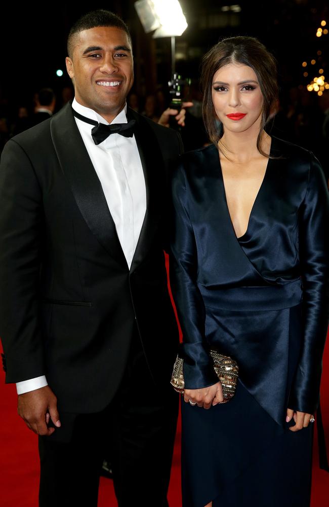 Michael Jennings and Kirra Wilden at the 2015 Dally M Awards. Picture: Gregg Porteous