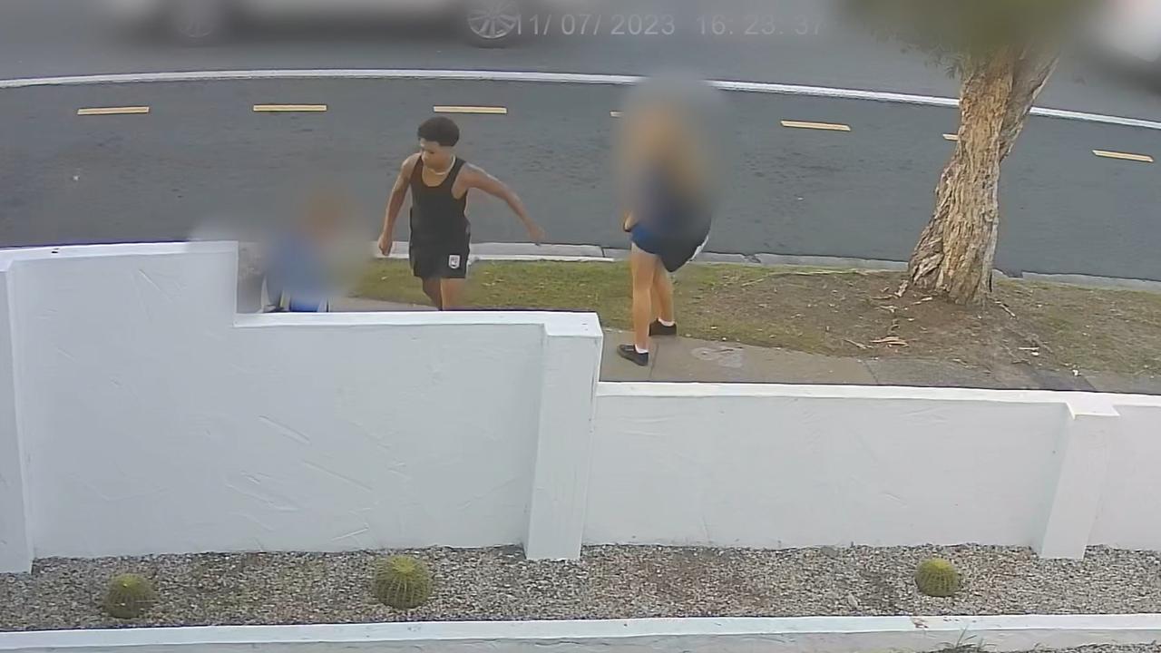 The man is seen scuffling with the teens. Picture: Queensland Police