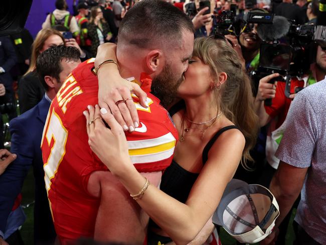 Kelce and Swift at the 2024 Super Bowl. Picture: Ezra Shaw/Getty Images