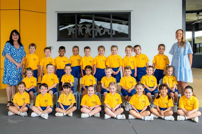 Emmanuel Catholic Primary School 2022 Prep class. (L-R) Back row: Harbin, Connor, Zethius, Skyla, Cobain, Addison, Chloe, Archer, Fletcher, Thomas, Mrs Ivory, Mrs Grima; middle row: Ava, Alexander, Aria, Dasha, Benjamin, Parker, Archie, Rylee; front row: Lucia, Owen, Ashlee, Macey, Ada, Ivy, Zoey, Charlie. Picture: Michaela Harlow MKY2022PREP
