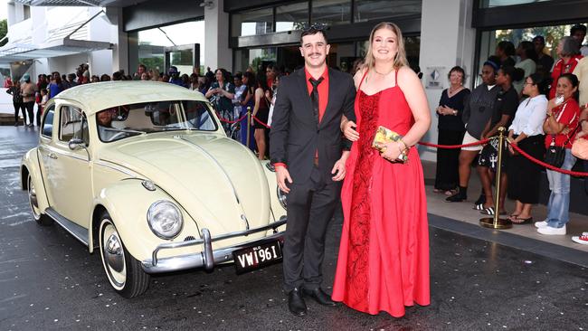 Ella Christie and Zachary Christie arrive at the Mount St Bernard College senior formal evening, held at the Pullman Reef Hotel Casino. Picture: Brendan Radke