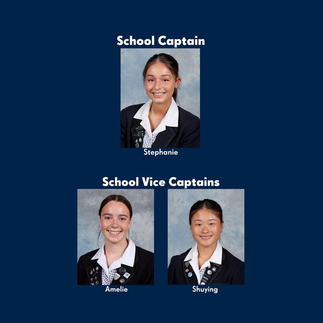 Melbourne Girls Grammar College captain: Stephanie and Vice-captains: Amelia and Shuying. Picture: Facebook