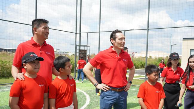 Frasers Property Industrial CEO Reini Otter (centre) opening a new industrial centre in Vietnam. Picture: Supplied