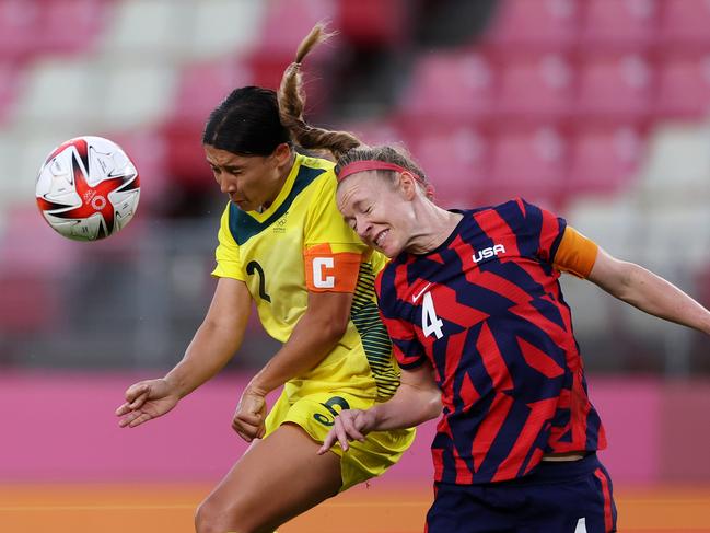 (L-R) Sam Kerr and Becky Sauerbrunn are set to resume their rivalry. Picture: Elsa/Getty Images