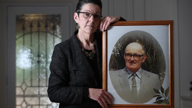 Noleen Hausler with a photo of her father Clarence. Picture: Tait Schmaal