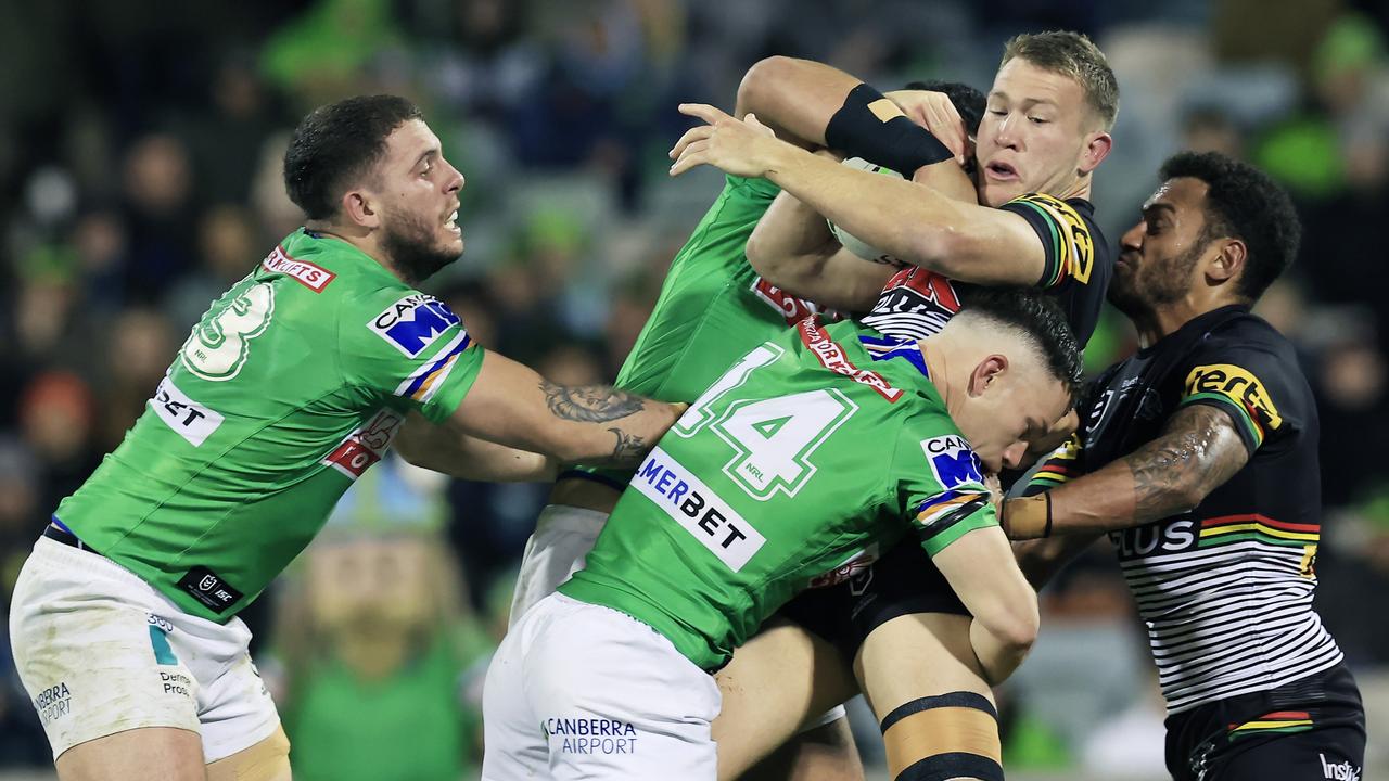 Penrith’s Mitch Kenny in action against the Raiders. Picture: Mark Evans/Getty Images