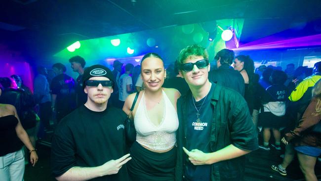 Gus Grundy, India Haines, Chase Collins at Cocktails. Picture: Lucas Linck