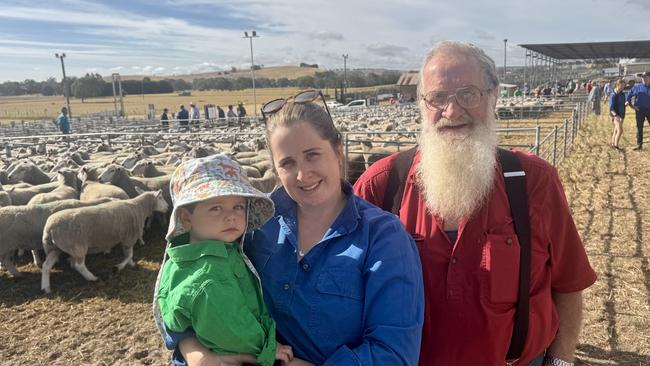 Looking to buy, but going home empty handed this time were Tahara's Sharlene Stanislawski and son Jackson, 18 months, with his grandfather Garry Cooper at Casterton.
