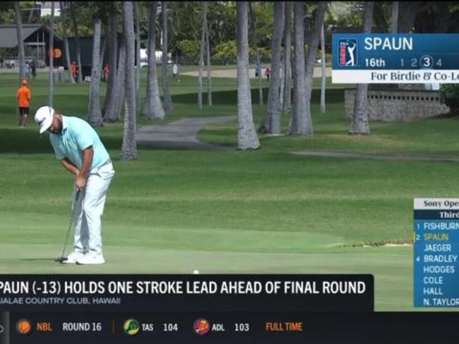 Spaun holds one shot lead for final rd