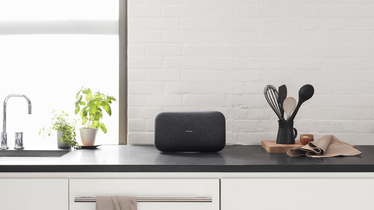 The Google Home Max can also be situated vertically to save space.