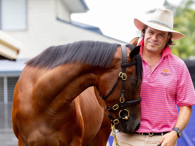 Tom Magnier with Sunlight at the Magic Millions sales. Picture by Luke Marsden.