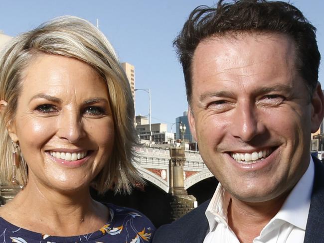 HOLD FOR Fiona Byrne page. Today Show hosts Georgie Gardner and Karl Stefanovic by  the Yarra in Melbourne.   Picture: David Caird