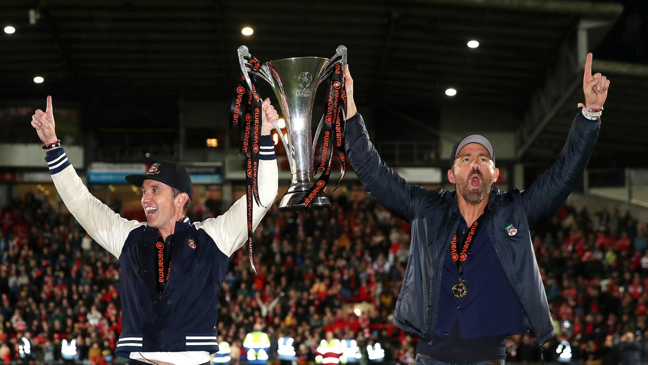 Rob McElhenney and Ryan Reynolds, owners of Wrexham. Photo by Jan Kruger/Getty Images