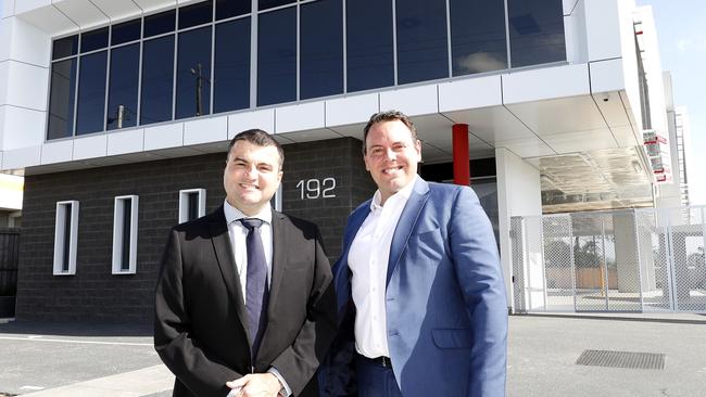 Avanti Commercial’s Lachlan Harris pictured with Andrew Wiltshire at 192 Bundall Rd. Picture: Tim Marsden