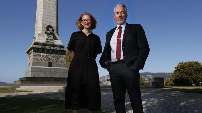 Caroline Sharpen CEO Tasmanian Symphony Orchestra with John Hardy CEO RSL Tasmania. Picture: Nikki Davis-Jones