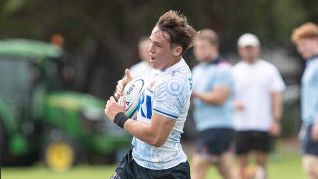 Fullback Brody McLaren scoring for the Waratahs.