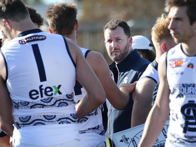 SANFL: Glenelg v South Adelaide at Glenelg Oval. South coach Jarrad Wright at quarter time.Pic. Dean Martin