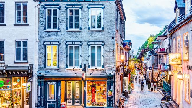 Quebec City: Lower old town streets called Rue du Petit Champlain and Sous Fort.