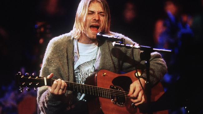 Kurt Cobain and guitar at the MTV Unplugged session. Picture: Getty Images