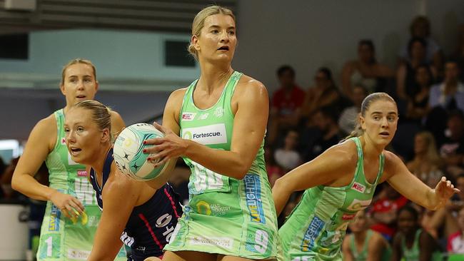 England captain Fran Williams, in action here for West Coast Fever, is among a growing list of athletes who are Step One ambassadors. Picture: Getty Images