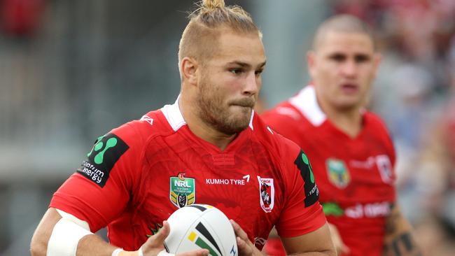 Dragons forward Jack De Belin could make an early return from a shoulder injury. Picture: Gregg Porteous