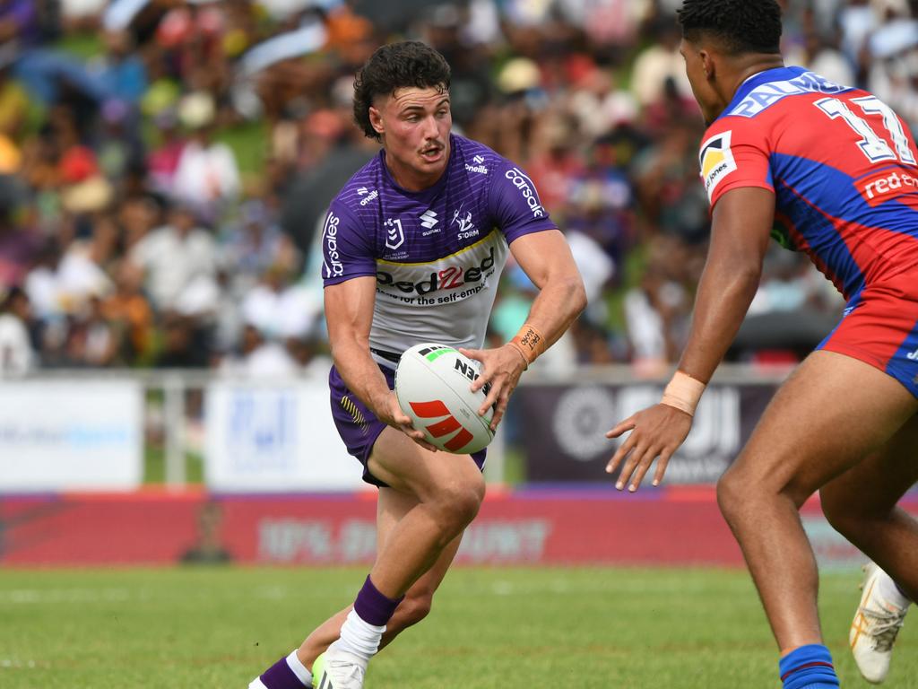 Storm playmaker Jonah Pezet is set to be offered a huge deal by former club Newcastle. Picture: NRL Imagery