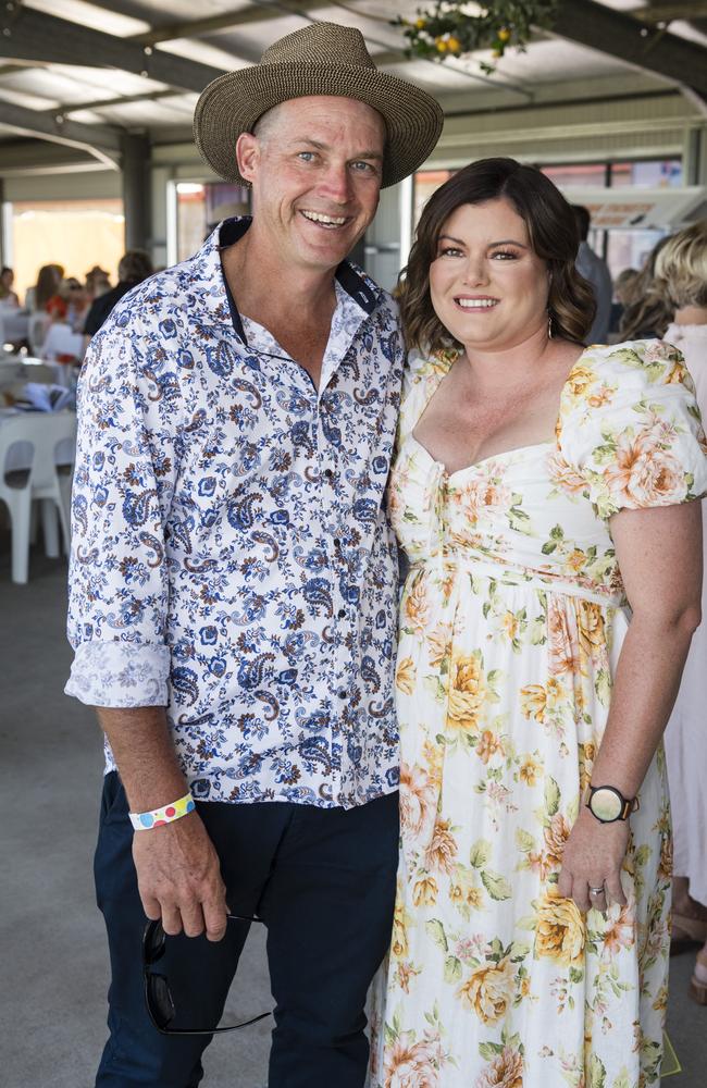 Lucas and Megan Gillott at Warwick Cup race day at Allman Park Racecourse, Saturday, October 14, 2023. Picture: Kevin Farmer