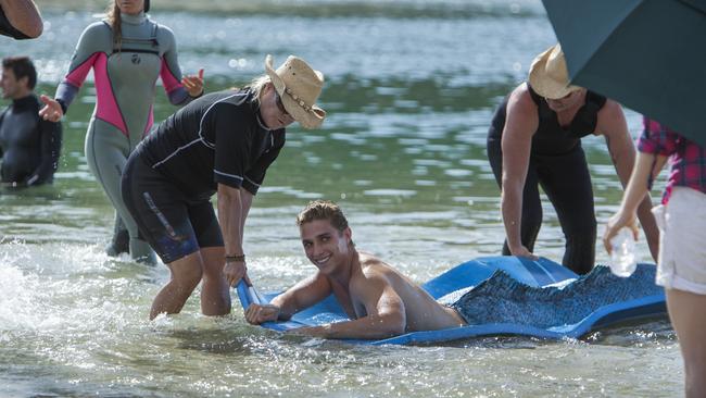 Actor Alex Cubis as merman Erik on the set of Mako: Island of Secrets 2.