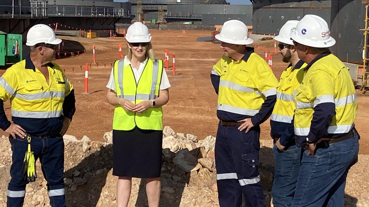 Nicole Manison with members of the Crowley tank farm construction team