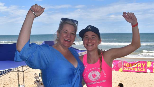 Rose and Lily Creswell at day two of the Senior and Masters division of the 2023 Queensland Surf Life Saving Championships at Mooloolaba. Photo: Elizabeth Neil