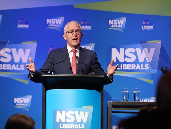 Prime Minister Malcolm Turnbull addresses guests at the NSW Federal Budget Lunch at the Sofitel Wentworth Sydney. Picture: Mark Metcalfe/Getty Images