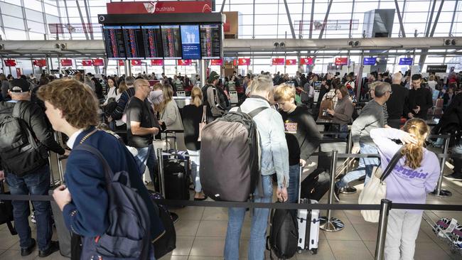 Travellers passing through Sydney Airport on Sunday are facing a third day of chaos as two airlines cancel multiple flights. Picture:NCA NewsWire, Monique Harmer