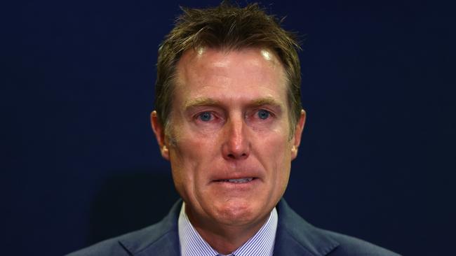 Attorney-General Christian Porter during his emotional press conference in Perth on Wednesday. Picture: Getty Images