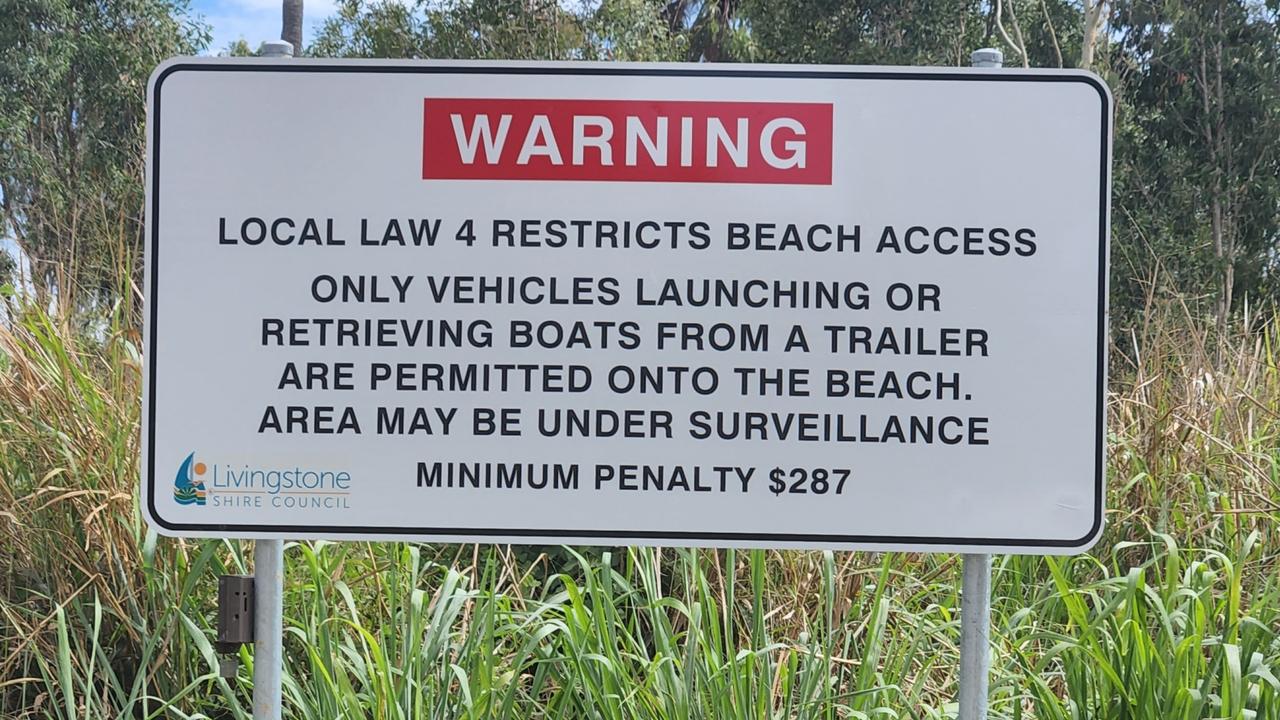 The recently erected sign at the beach end of Ritamada Road as seen on November 22, 2022.