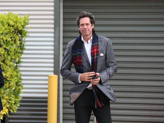 MELBOURNE, AUSTRALIA - APRIL 19 2024Gillon McLachlan depart Lindsay Fox Birthday Bash at his Essendon airport hangerPicture: Brendan Beckett