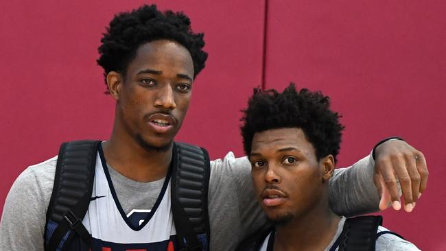 DeMar DeRozan and Kyle Lowry reunite at Team USA camp.