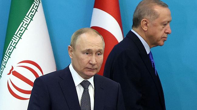 Russian President Vladimir Putin and Turkish President Recep Tayyip Erdogan are no longer close allies. Picture: AFP.