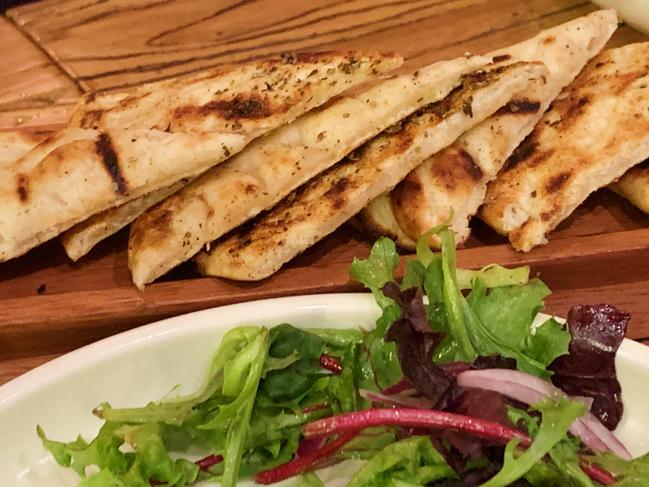 Pita and salad at Agapi Greek Restaurant