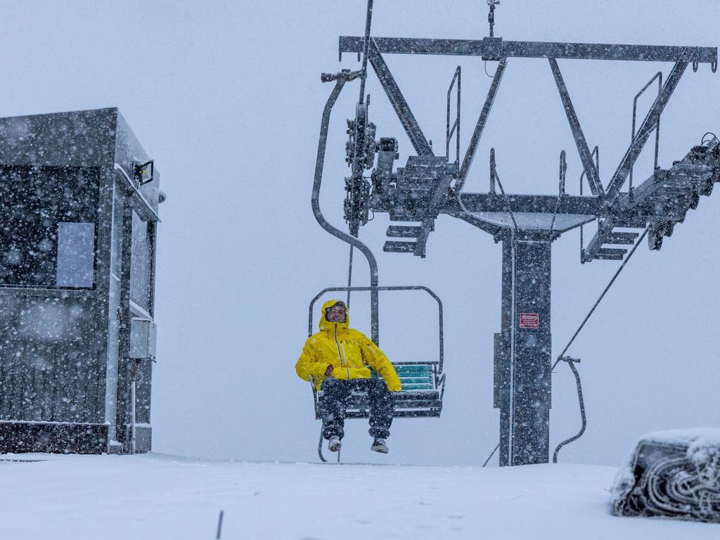 Thredbo said it was snowing all the way down to the village until lunchtime. Picture: Thredbo