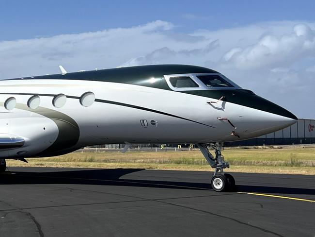 A chartered jet at Adelaide Airport for LIV Golf Adelaide 2025. Picture: Danielle Hremias / AAL