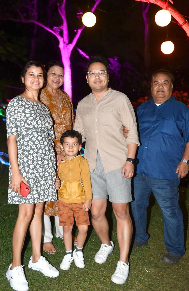 The Shrestha family at the Enchanted Garden.