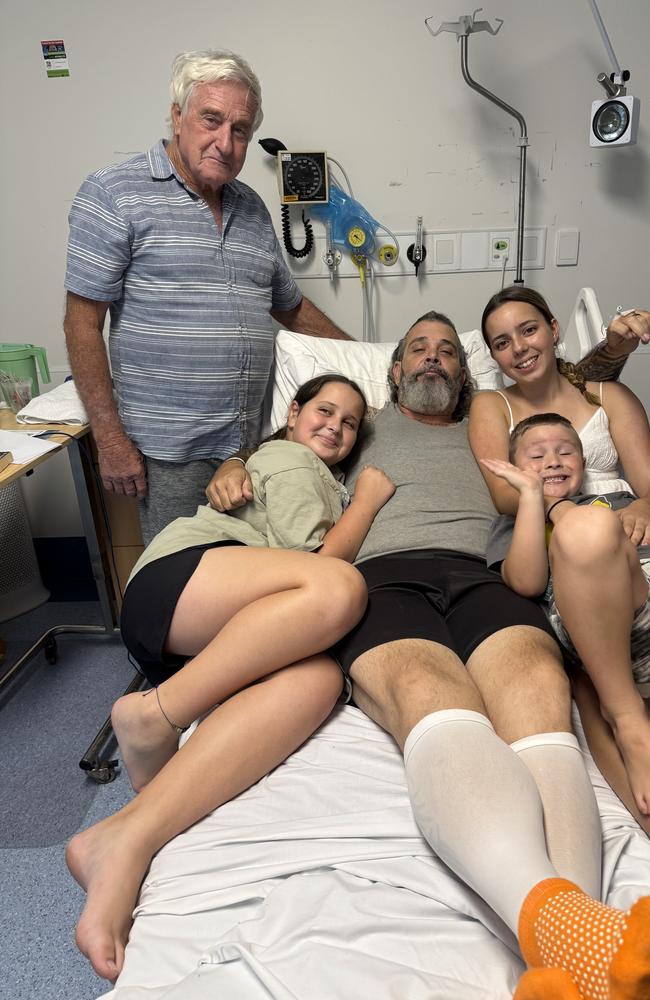 Brendan with his family in hospital. Picture: Supplied