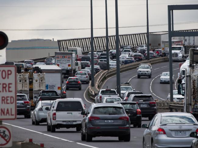 West Gate Bridge traffic as people flock to regional Victoria as restrictions ease. Picture: Paul Jeffers